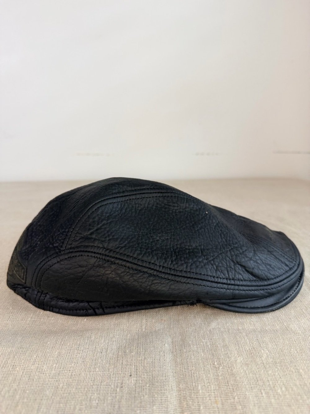 Harley Davidson Leather Newsboy Cap Black S/M Biker Hat
